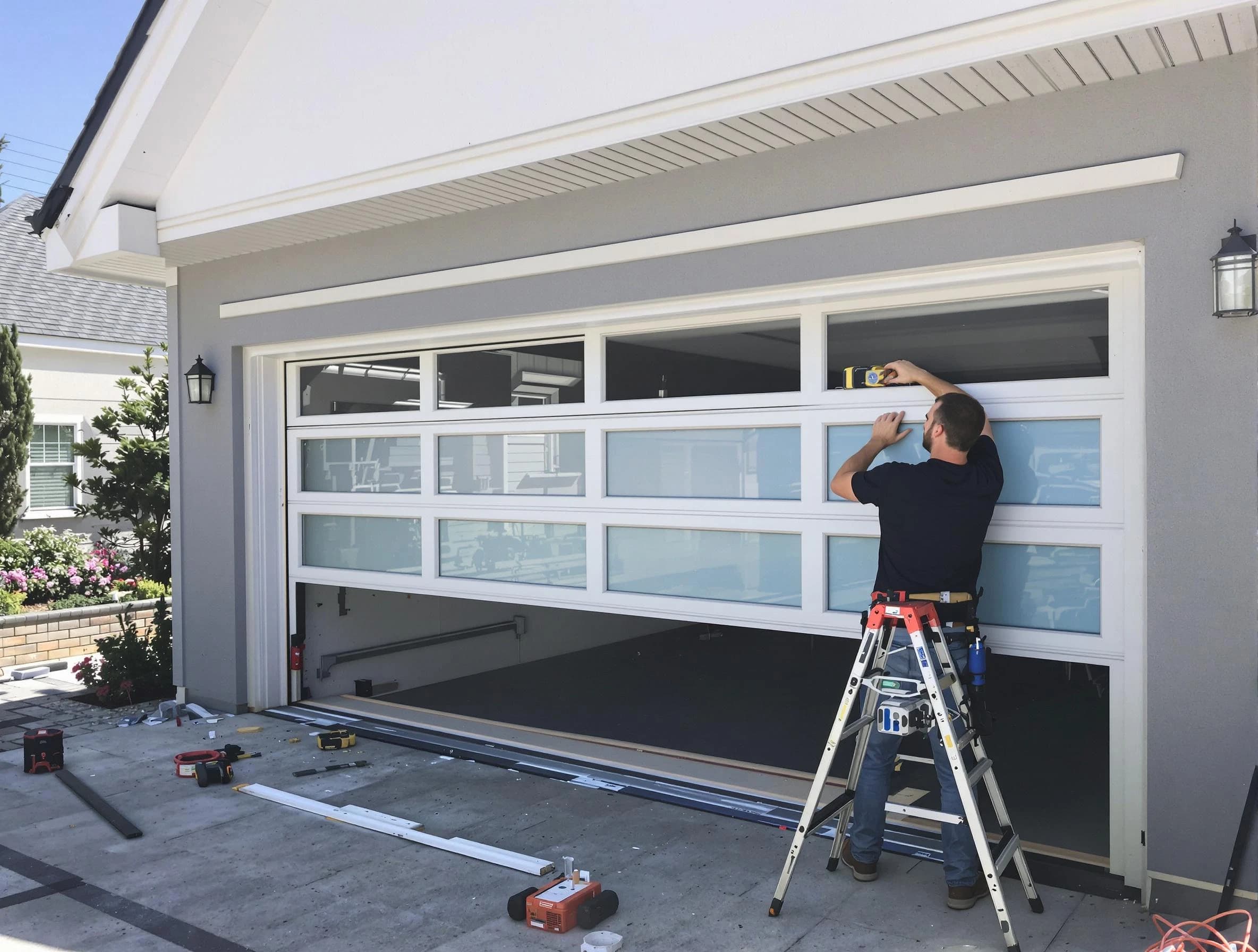 Jupiter Garage Door Repair team performing garage door replacement in Jupiter