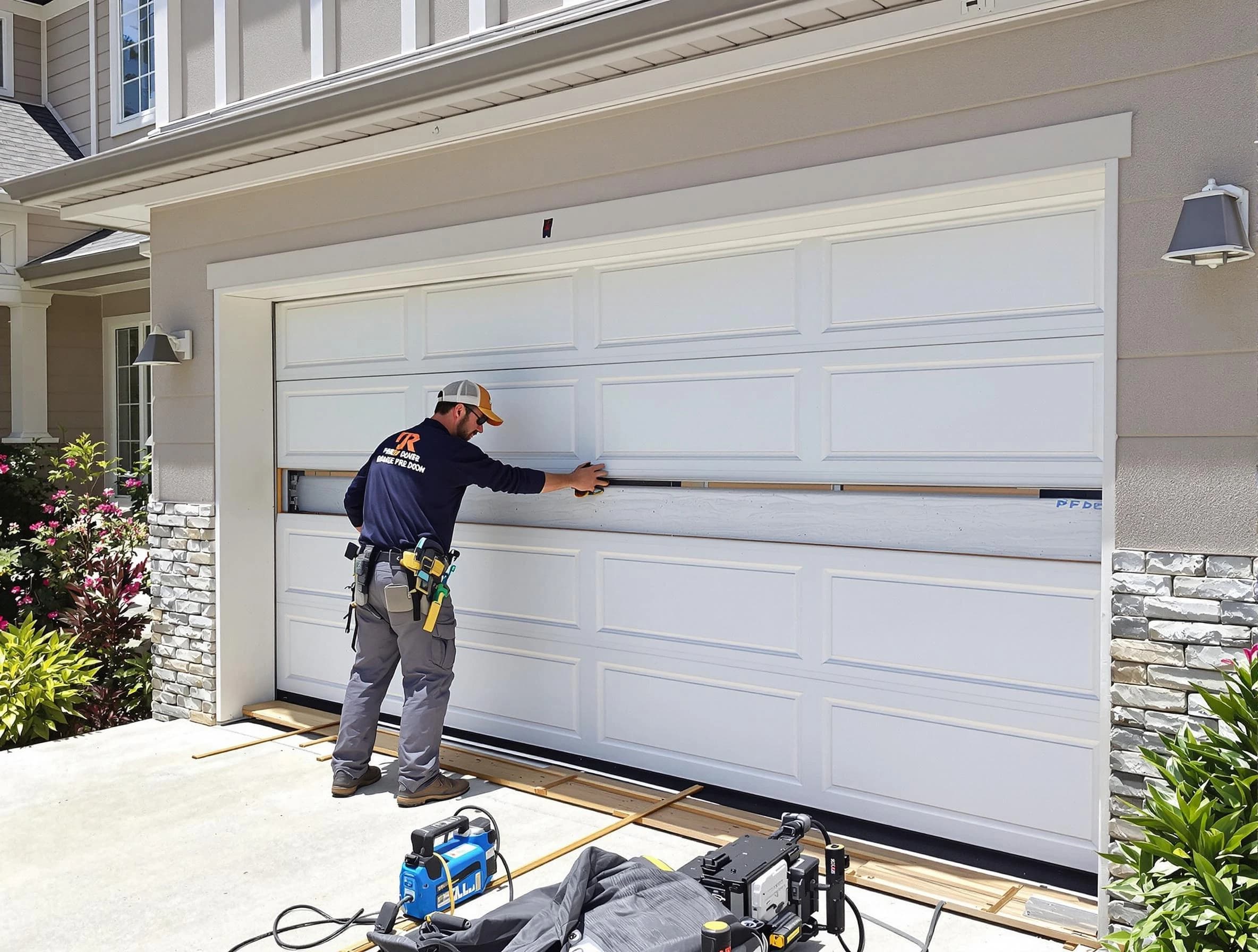 Jupiter Garage Door Repair team performing complete garage door replacement at Jupiter residence