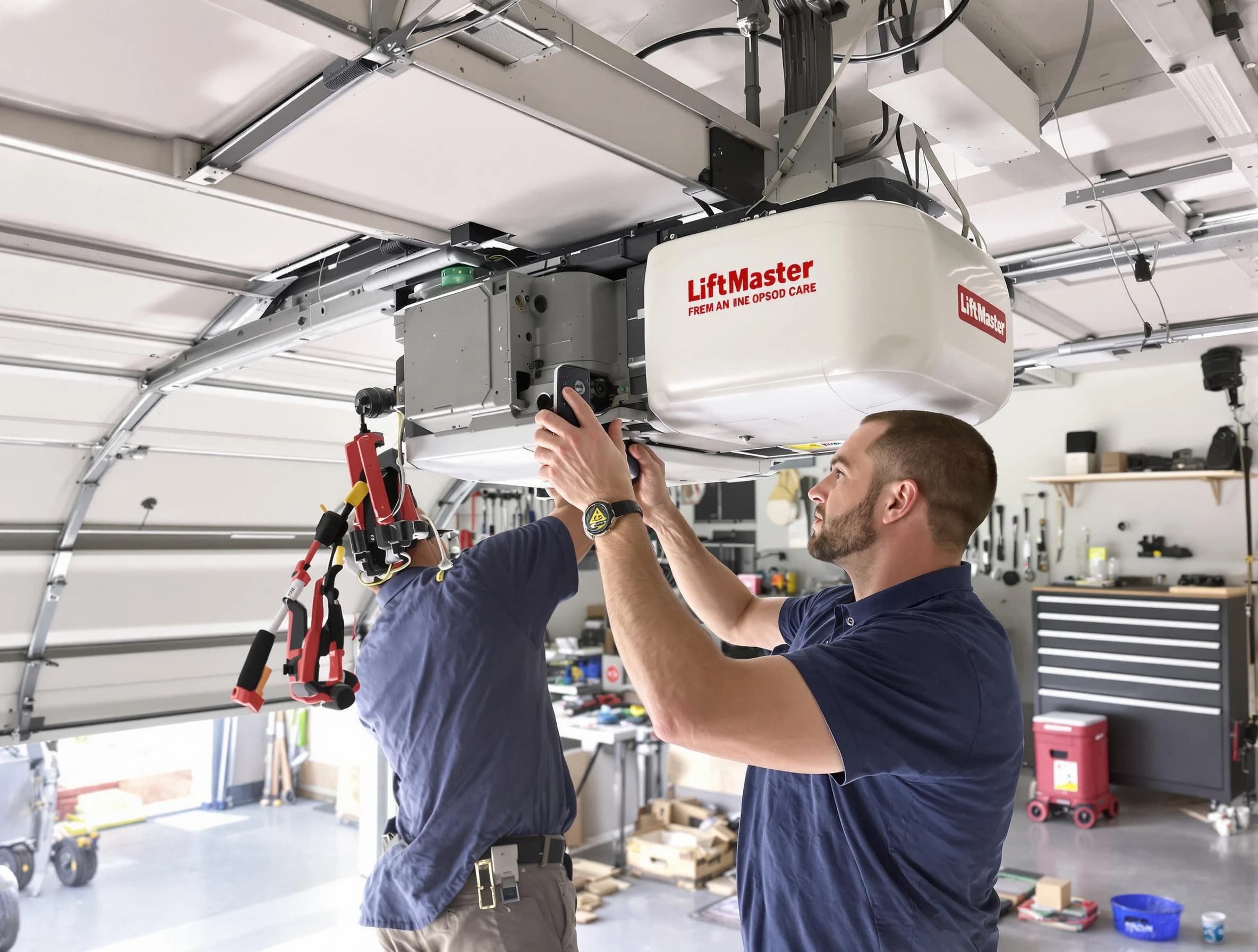 Jupiter Garage Door Repair technician performing advanced diagnostics on garage opener in Jupiter