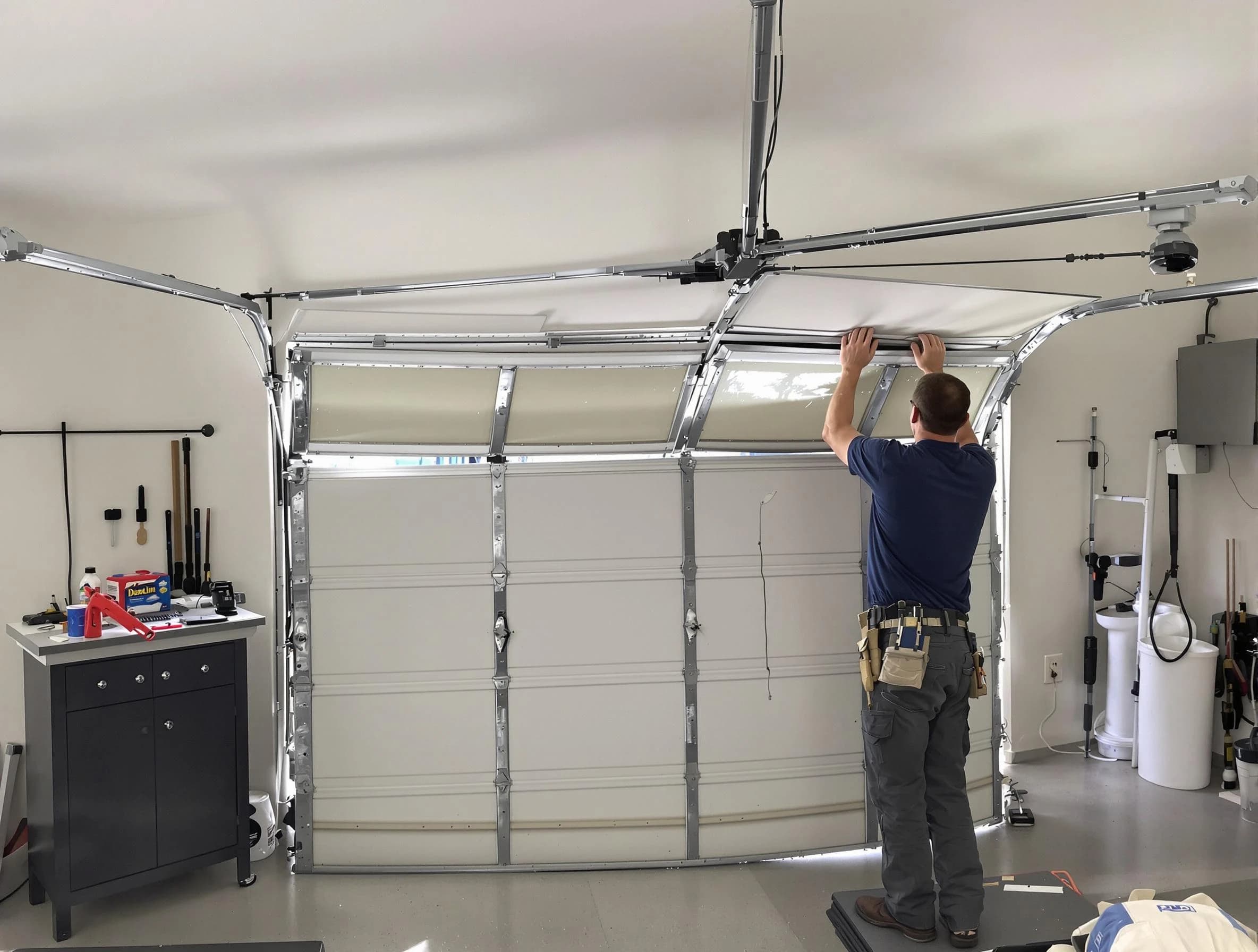 Jupiter Garage Door Repair specialist performing precise section replacement on Jupiter garage door