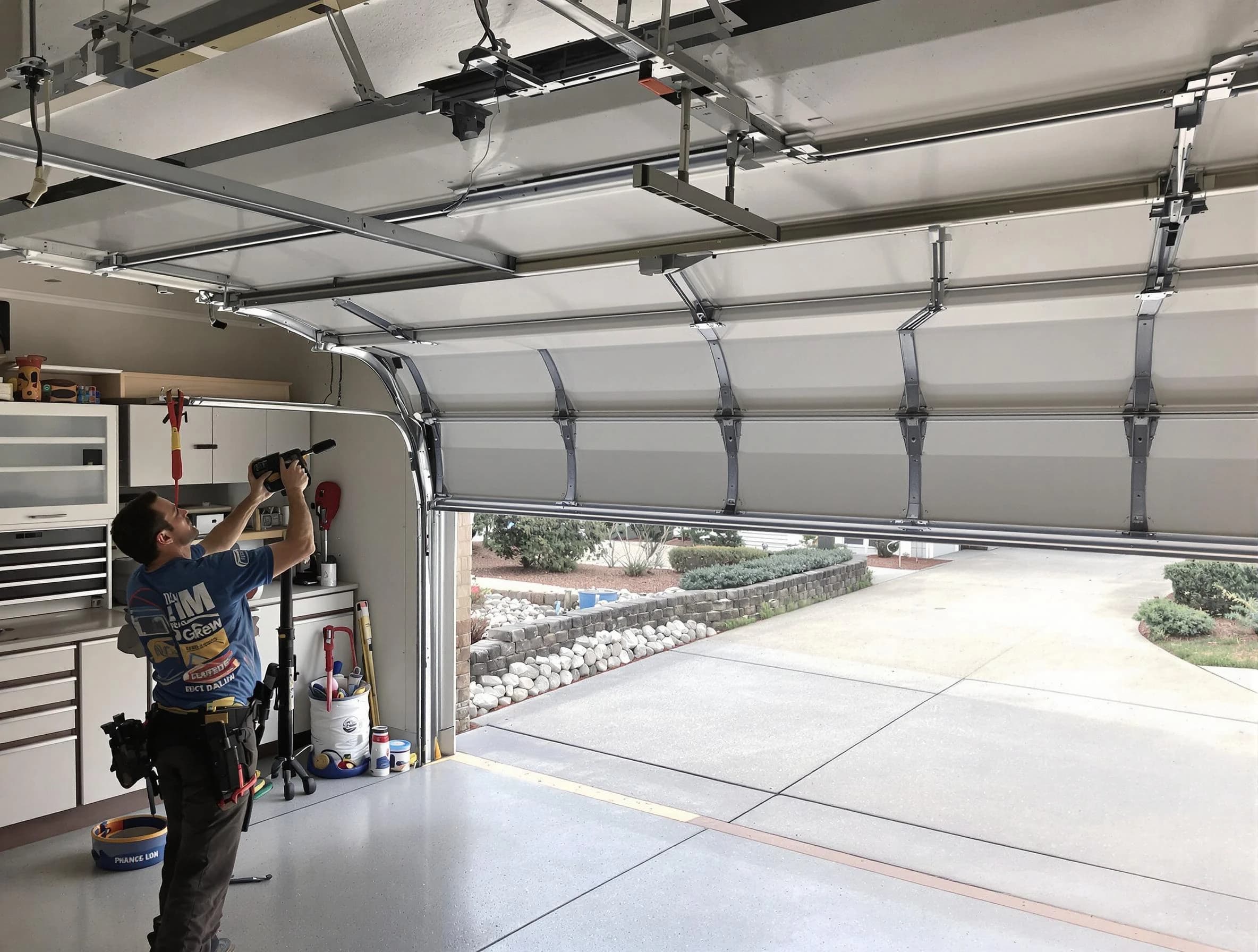 Garage door track repair service by Jupiter Garage Door Repair in Jupiter